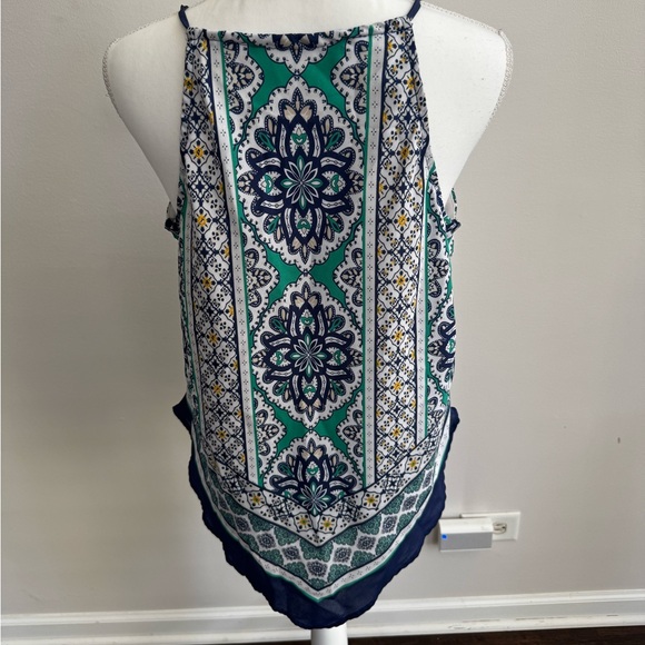 BCX Geometric Green and Navy Lined Camisole - Picture 2 of 7